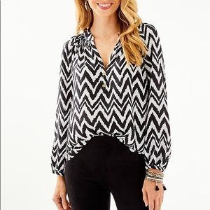 Lilly Pulitzer Elsa silk top onyx get your chev on